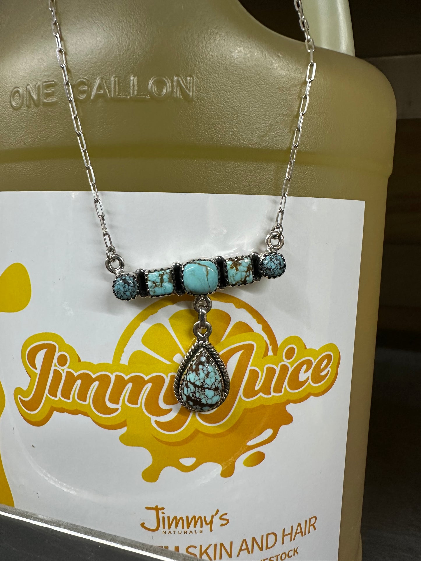5 Stone Teardrop Bar Necklace