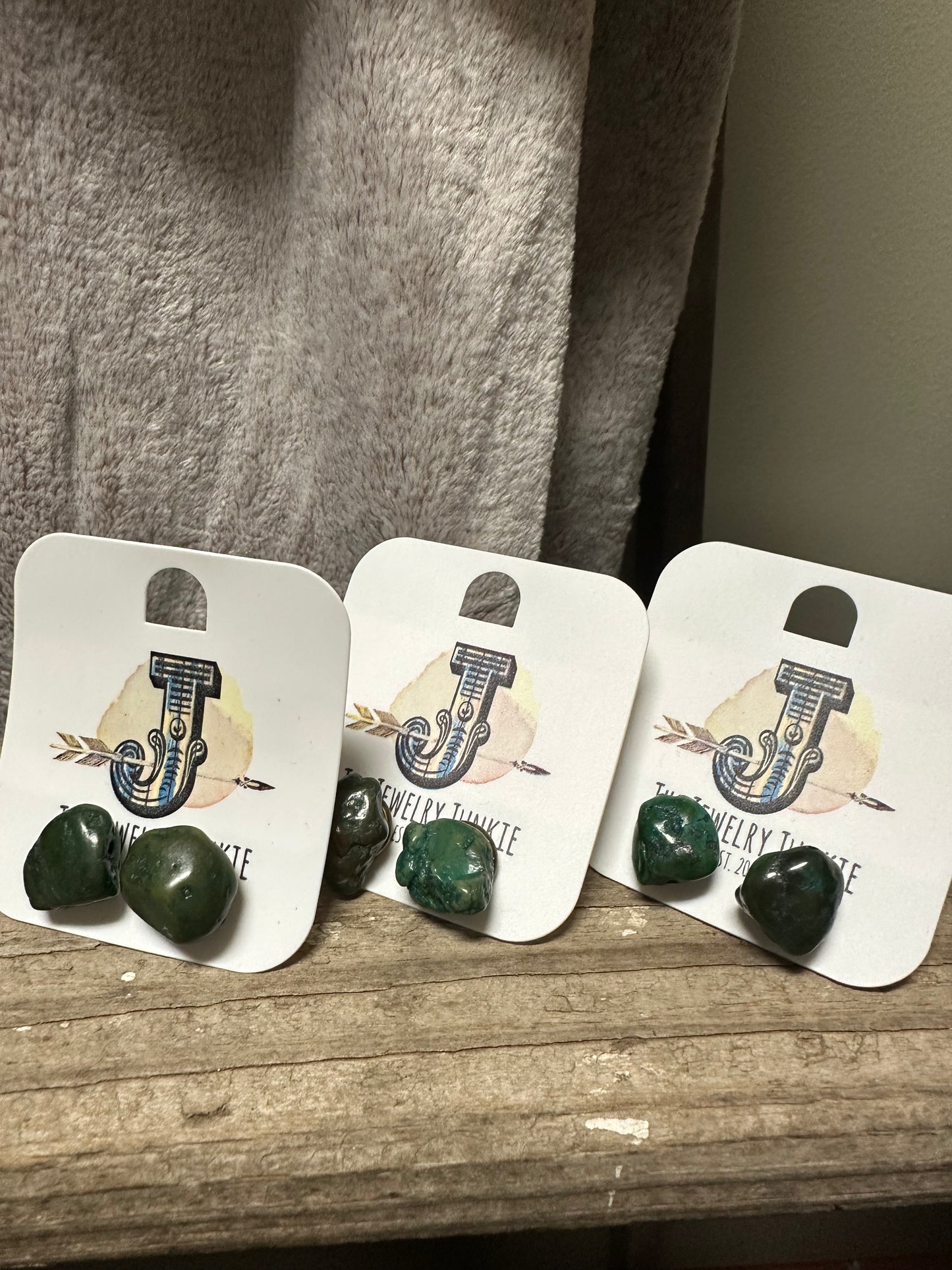 Natural Green Turquoise Stud Earrings