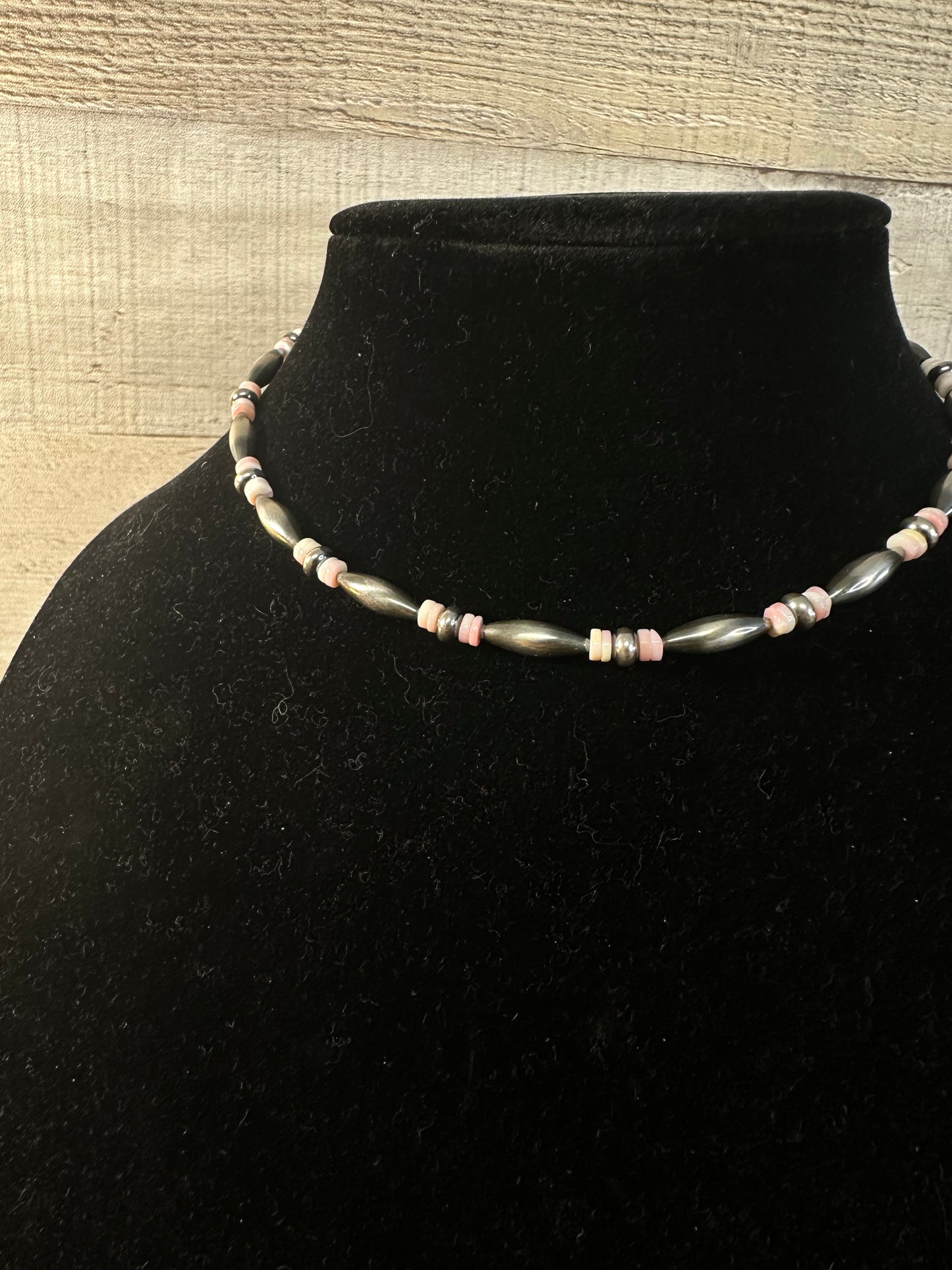 Sterling Silver Torpedo and Pink Conch Choker