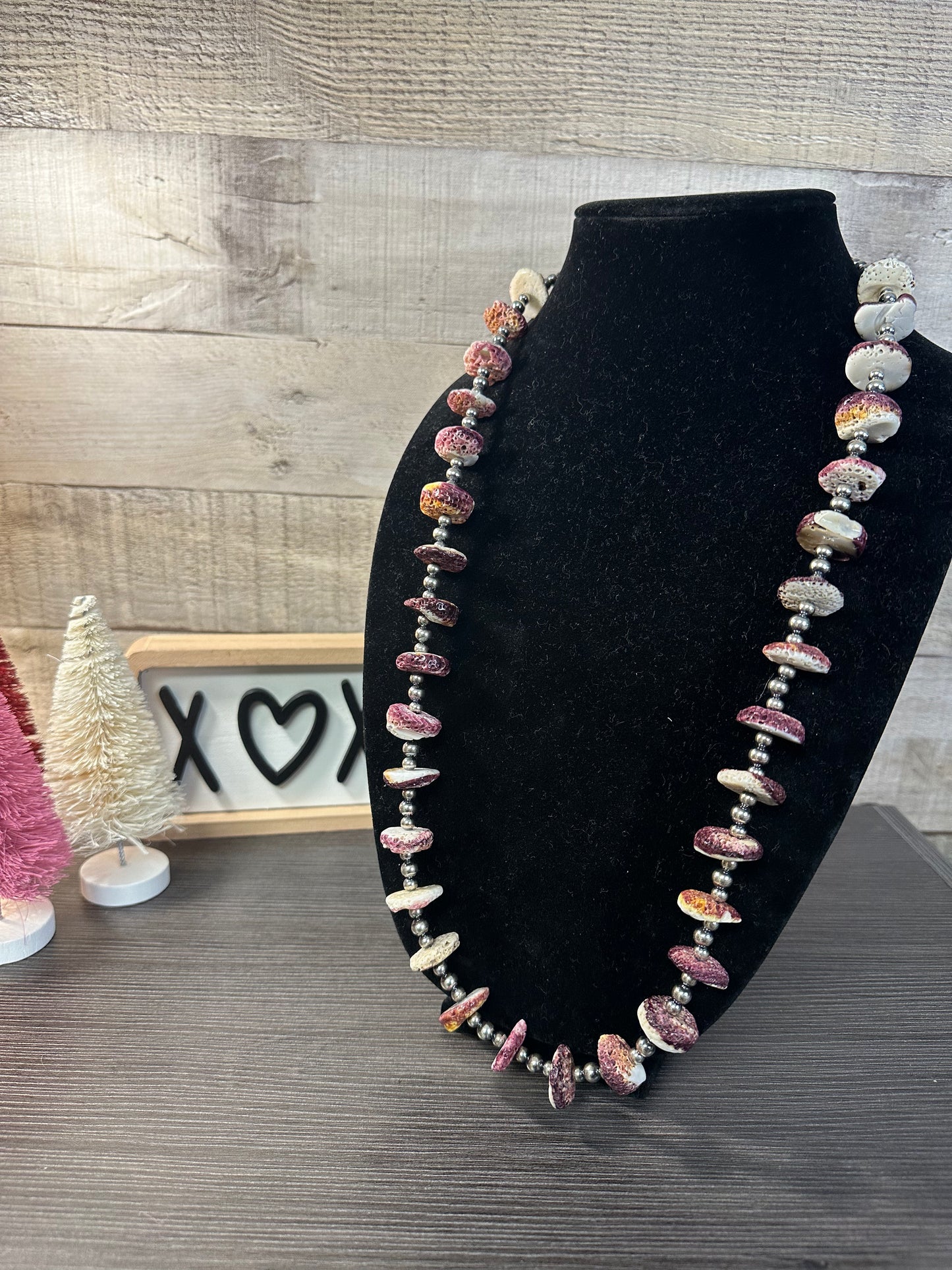 31" Sterling Silver Purple Spiny Necklace