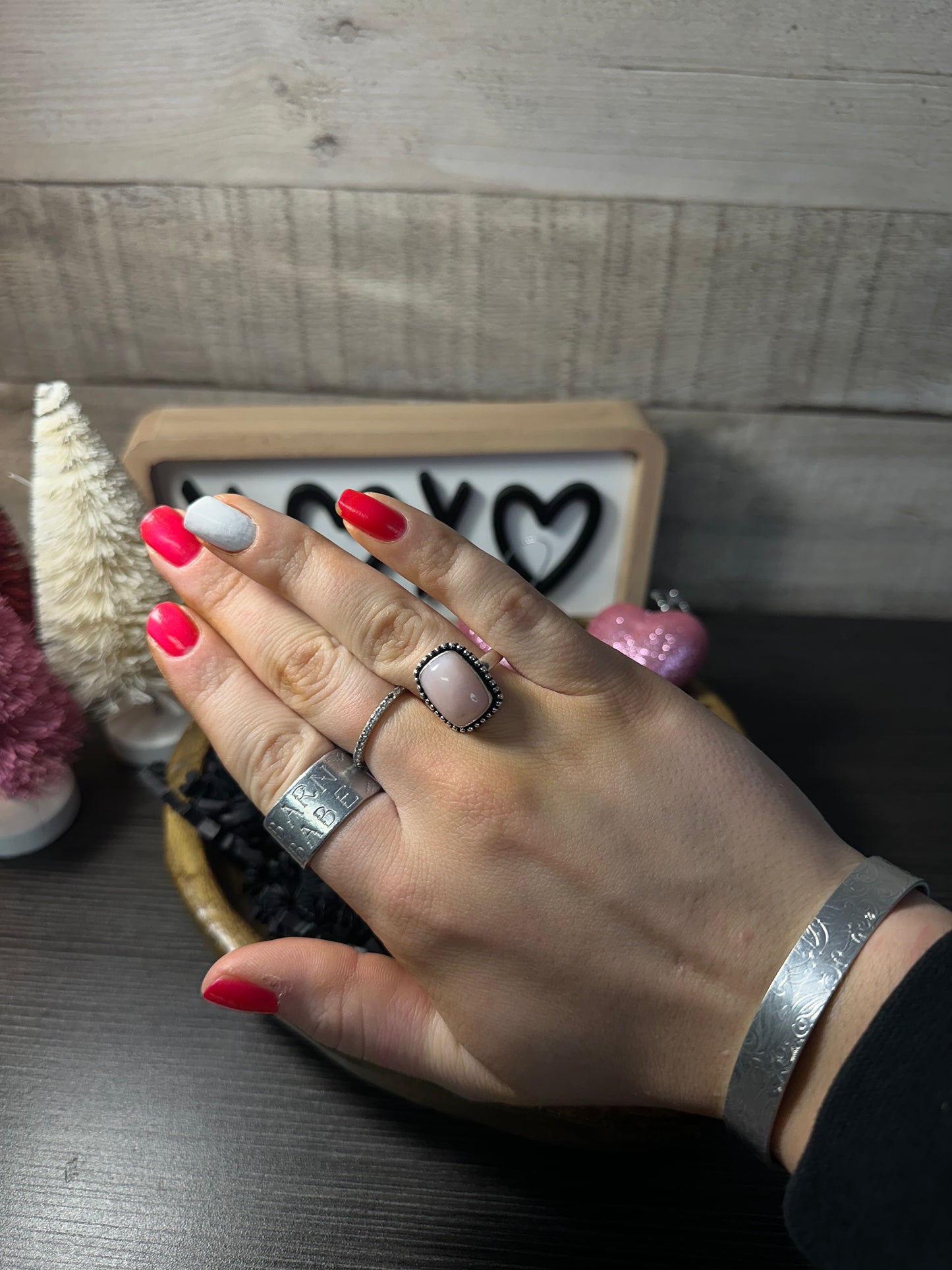 Natural Pink Opal Ring