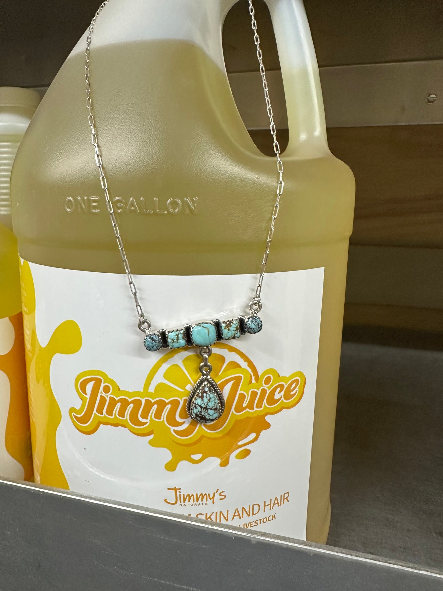 5 Stone Teardrop Bar Necklace