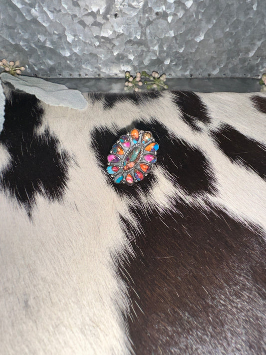 Rainbow Spiny Turquoise Ring