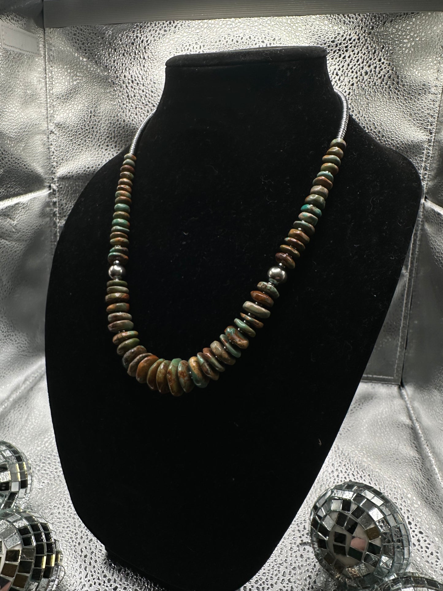 22" Graduated Turquoise Necklace with Navajo Pearls